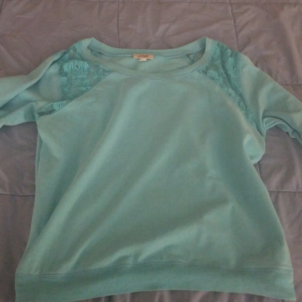 Long sleeve Teal blue grained shirt